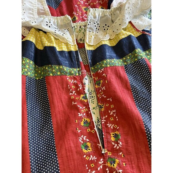 Lisanne Junior Patchwork Ruffle Neck Dress Size Measured Bohemian Hippie Maxi - Picture 8 of 10